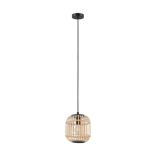 Eglo bordesley hanglamp - 1 lichts - ø21cm. - e27 - bamboe, rotan - zwart, bruin