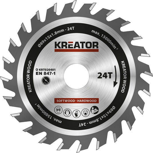 Kreator - krt020401 - cirkelzaagblad - ø 89x15x1,8mm 24t