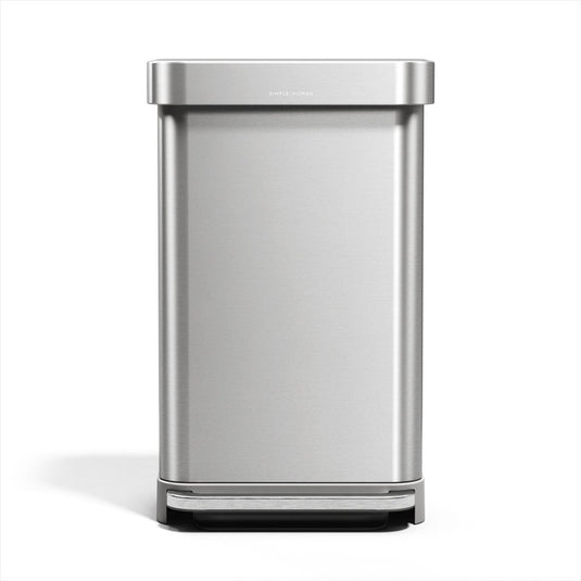 Simplehuman rechthoekige pedaalemmer - 45l - met zakkenhouder - zilver rvs