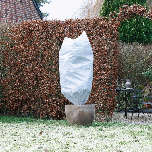 Nature - winterhoes - h150 x ø75cm (2 stuks) - wit - afdekhoes - met aantrekkoord