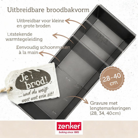 Zenker uitrekbare cakevorm 28 tot 40 cm black metallic