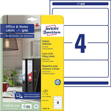 Avery ordnerrugetiketten zweckform 61 x 129 mm wit 40 stuks