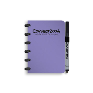 Correctbook a6 uitwisbaar notitieboek – petunia purple – blanco – herbruikbaar schrift – inclusief pen wisdoekje – aanvulbaar met extra pagina’s