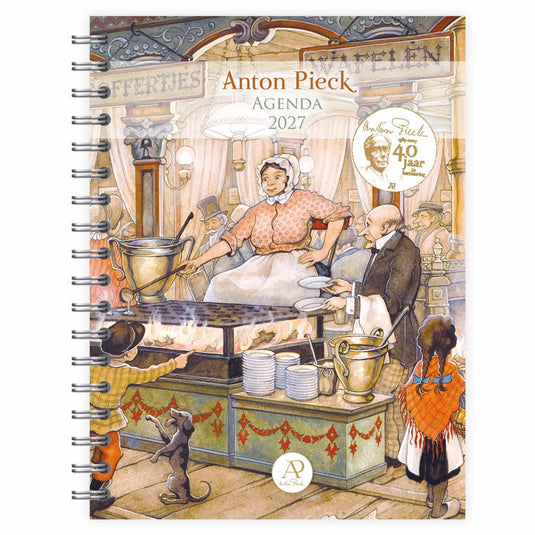Comello bureau agenda - 2027 - anton pieck - poffertjes en wafelen - met spiraal - 17,6x23,8cm