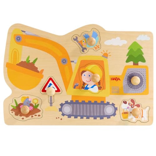 Haba puzzel grijpmachine houten speelgoed voor peuters.