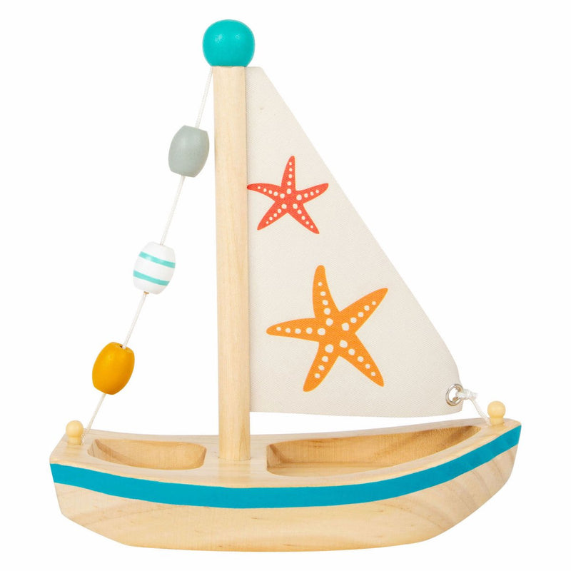 Load image into Gallery viewer, Small foot - badspeelgoed houten zeilboot zeester
