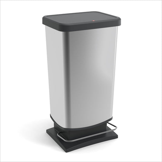 Rotho paso plus pedaalemmer - prullenbak - 40 ltr - bpa vrij - zilver
