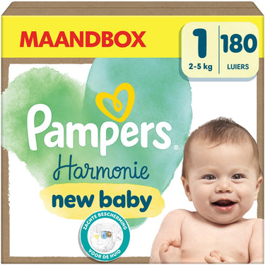Pampers harmonie luiers maat 1, 180 luiers, 2kg-5kg