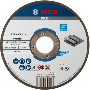 Bosch - doorslijpschijf recht expert for metal as 46 s bf, 125 mm, 22,23 mm, 1,6 mm