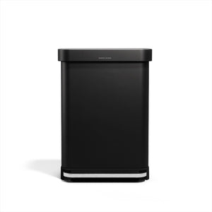 Simplehuman rechthoekige pedaalemmer - 55l - met zakkenhouder - mat zwart rvs