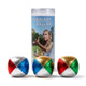 Engelhart jongleerballen metallic 2,5 – vierkleurig (blauw, rood, geel, groen) – set in transparante koker – jongleer- goochelspel –
