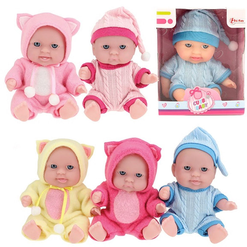 Load image into Gallery viewer, Toi-toys babypop met kledingset 14 cm lichtroze
