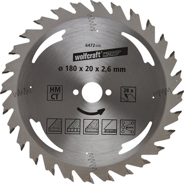 Wolfcraft - cirkelzaagblad 180x20mm - 28 tanden - zaagblad voor cirkelzaag - serie zilver - 6472000