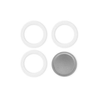 Bialetti filterplaatje + siliconen ring 4 kops – origineel reserveonderdeel – geschikt voor rvs percolators