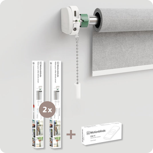 Motionblinds upgrade kit - slimme rolgordijnen - universele gordijnmotor- elektrisch rolgordijn - automatisch rolgordijn - 2 pack - afstandsbediening - wit