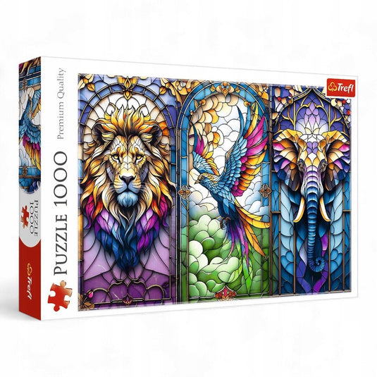 Trefl puzzel dieren glas-in-lood 1000 stukjes kleurrijk speelgoed.