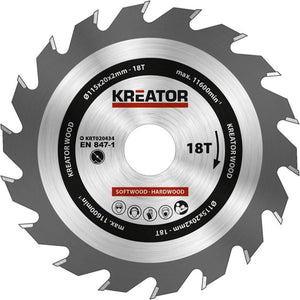 Kreator krt020434 zaagblad hout - ø115 mm - 18 t