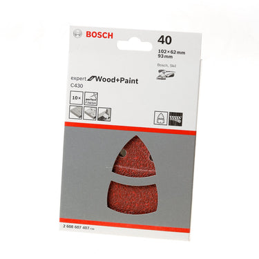 Bosch - 10-delige schuurbladset 102 x 62, 93 mm, 40