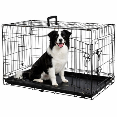 Flamingo hondenbench l – opvouwbare hondenbench auto – hondenbench draadkooi mezo zwart – 92x56x64 cm – stevig praktisch