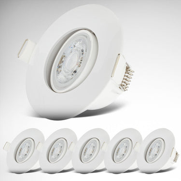 B.k.licht - led badkamer inbouwspots - wit - set van 6 - badkamerverlichting - ip65 - kantelbaar - 9 x 4,2 cm (dxh)