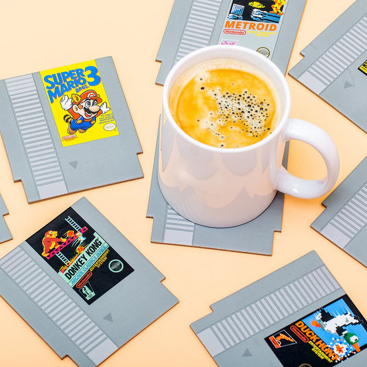 Paladone nintendo nes cartridge onderzetters – retro drinkonderzetters voor gamers, set van 8, officieel gelicentieerd-
