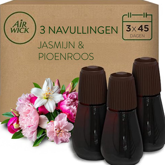 Air wick essential mist 3 navullingen verfrissende pioen en jasmijn