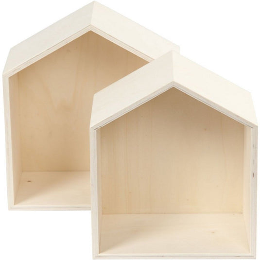 Creativ company houten showdozen huis set van 2 stuks h: 22.5-25