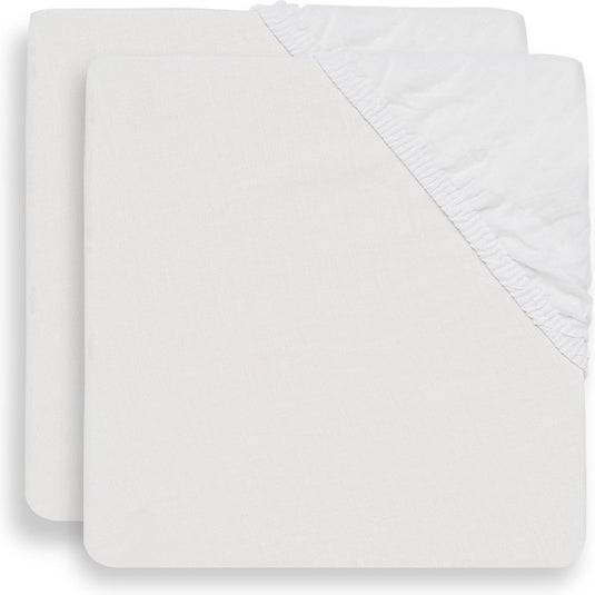 Jollein - baby hoeslaken ledikant (wit) - katoen - 2 stuks - 60x120cm