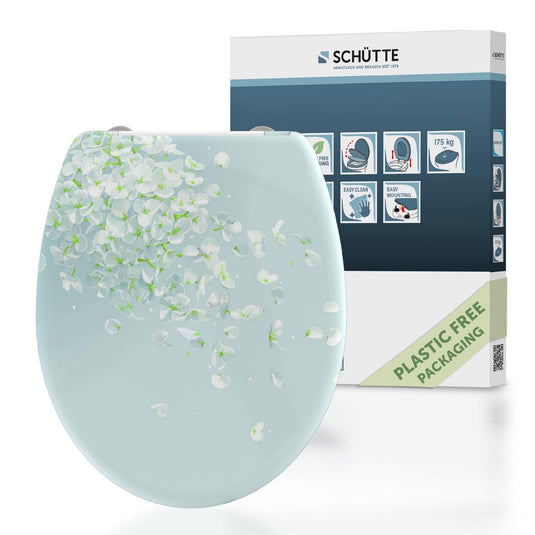 Schütte wc-bril 82381 flower in the wind - duroplast - soft close - afklikbaar - rvs-scharnieren - belastbaar tot 175 kg - decor - 3-zijdige print