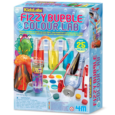 4m wetenschap en spel - bruisend bellen - en kleurenlabo - duo pack - 25 projecten - kidzlabs - 5+