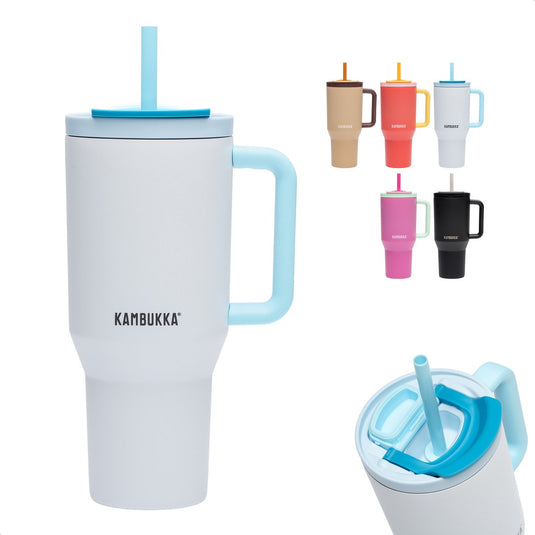 Kambukka rio - tumbler 950ml - frosty coconut waterfles met telescopisch rietje - lek proof - bpa vrij