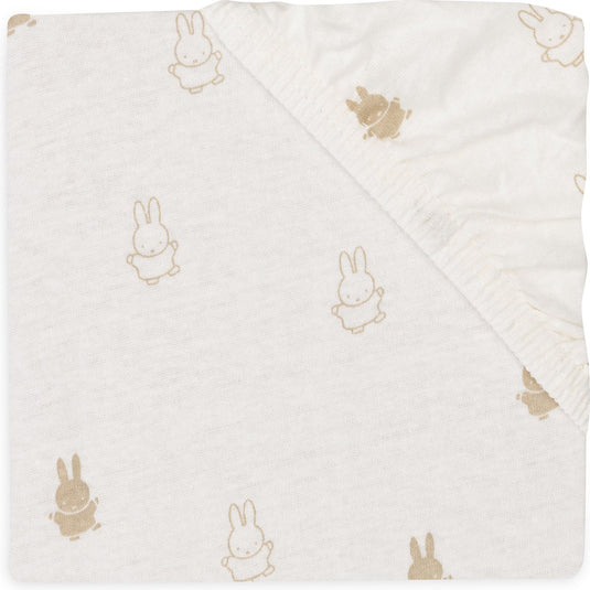 Jollein x nijntje - hoeslaken jersey 40 50x80 90cm - wieg, ledikant, babybed - happy miffy - nougat