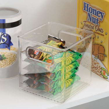 Idesign opbergbakje met handvatten large rechthoekig - transparant - nestbaar | bpa-vrij