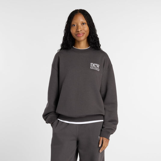 New balance reimagined fleece crew dames trui - faded black