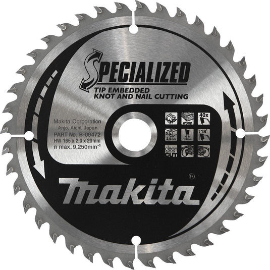 Makita cirkelzaagblad voor hout | specialized: noest spijker | ø 235mm asgat 30mm 20t - b-09379