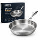 Resto crater koekenpan 26 cm – tri-ply rvs koekpan – inductie geschikt – professionele frypan – pfluon anti-aanbaklaag – ovenbestendig