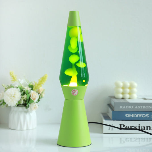I-total lavalamp - lava lamp - sfeerlamp - 40x11 cm - glas aluminium - 30w - groen met gele lava - groene voet - xl2938