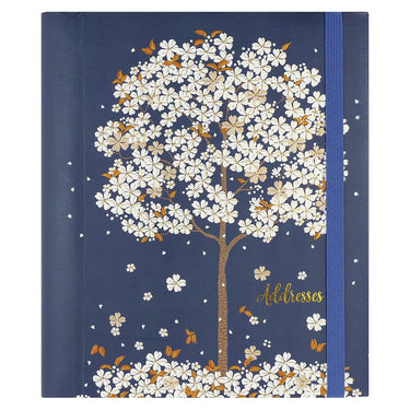Peter pauper addressbook large - falling blossoms - met elastieksluiting - 16x21 cm