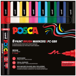 Posca - paintmarker uni pc-5br brushpunt m ass 8st