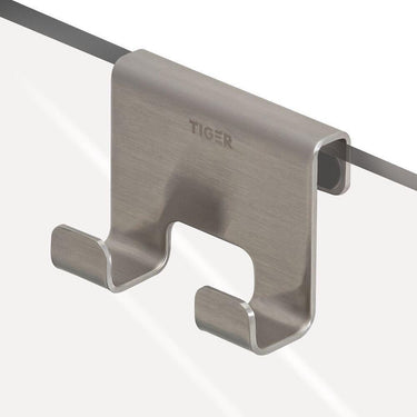 Tiger caddy - douchehaak - glaspaneel dikte 6-8 mm - 3,5 x 7 x 5 cm - rvs geborsteld