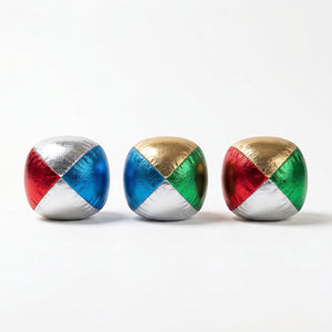 Engelhart jongleerballen metallic 2,5 – vierkleurig (blauw, rood, geel, groen) – set in transparante koker – jongleer- goochelspel –