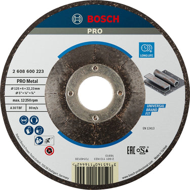 Bosch - afbraamschijf gebogen expert for metal a 30 t bf, 125 mm, 22,23 mm, 6,0 mm