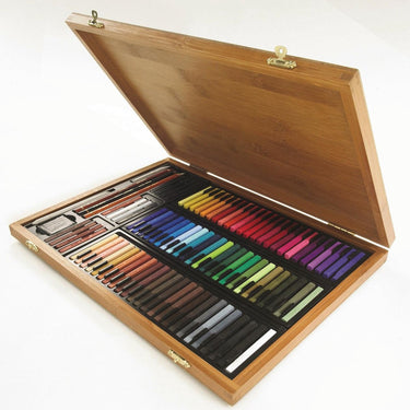 Conté à paris 50174 bamboe kunstset 84 carrés + accessoires | pastel tekenset in bamboe koffer