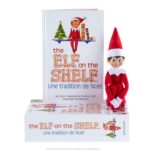 The elf on the shelf cadeau set franstalig - jongen franstalig - scout elf pop - softcover verhaalboek
