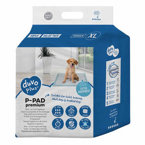 Duvo plus p-pad premium - puppy training pads - plasmatten hond - hoog absorberend lekvrij - xl 60x60cm - 50 stuks