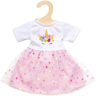 Heless poppenkleding jurk eenhoorn meisjes 35-45 cm wit roze 2-delig