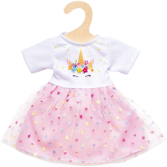 Heless poppenkleding jurk eenhoorn meisjes 35-45 cm wit roze 2-delig