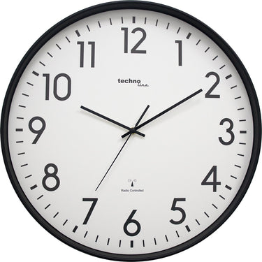 Technoline wt 8998 - wandklok - analoog - rond - kunststof raam - radiogestuurde tijdsaanduiding - cijfers - zwart - wit - ∅ 50,5 cm