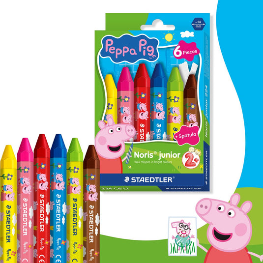 Staedtler peppa pig x noris junior waskrijtjes - set 6 st