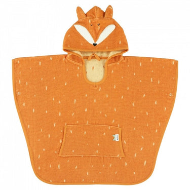 Trixie poncho - mr. fox - 100% biologisch katoen - badcape kind met capuchon - met leuke details